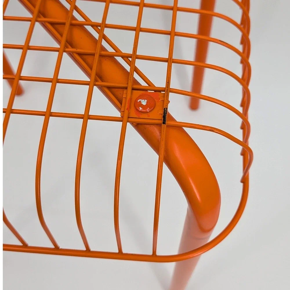 IKEA VÄSTERÖN Orange Metal Wire Stool Vintage Discontinued Modern Design